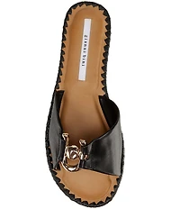 Gianni Bini Ferrel Leather Ornamented Slide Sandals