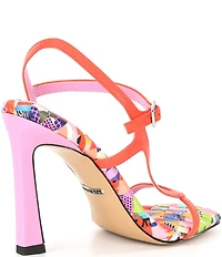 Gianni Bini Fionah Leather Multi Checkered Strappy Dress Sandals