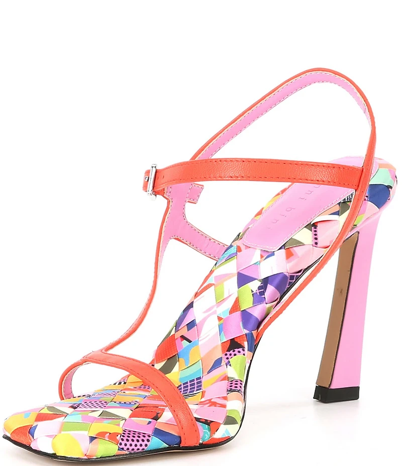 Gianni Bini Fionah Leather Multi Checkered Strappy Dress Sandals