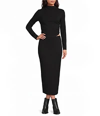 Gianni Bini Fold Over Knit Bodycon Maxi Skirt