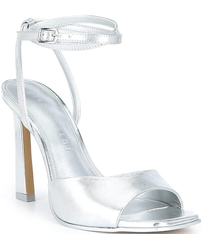 Gianni Bini Foles Leather Ankle Wrap Square Toe Dress Sandals