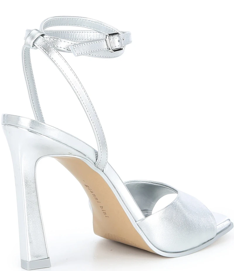 Gianni Bini Foles Leather Ankle Wrap Square Toe Dress Sandals