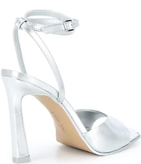 Gianni Bini Foles Leather Ankle Wrap Square Toe Dress Sandals