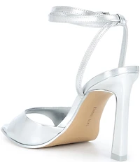 Gianni Bini Foles Leather Ankle Wrap Square Toe Dress Sandals