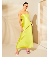Gianni Bini Francesca Satin Strapless Slip Maxi Dress