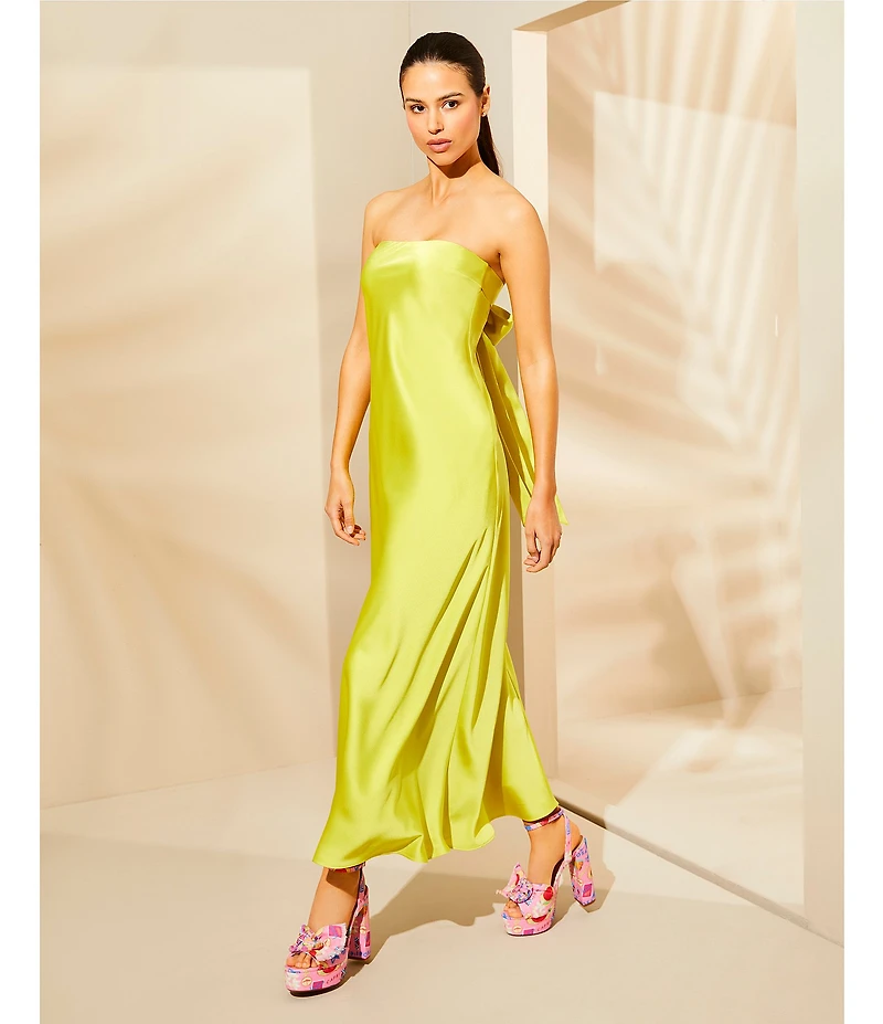 Gianni Bini Francesca Satin Strapless Slip Maxi Dress