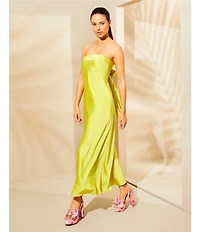 Gianni Bini Francesca Satin Strapless Slip Maxi Dress
