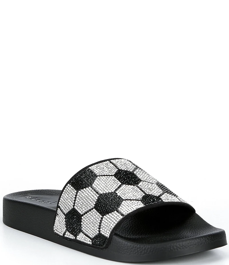 Gianni Bini Futbol Rhinestone Soccer Banded Pool Slide Sandals