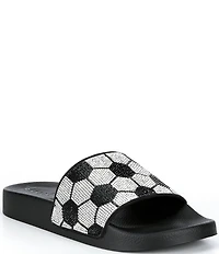 Gianni Bini Futbol Rhinestone Soccer Banded Pool Slide Sandals