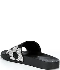 Gianni Bini Futbol Rhinestone Soccer Banded Pool Slide Sandals