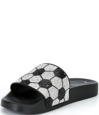 Gianni Bini Futbol Rhinestone Soccer Banded Pool Slide Sandals