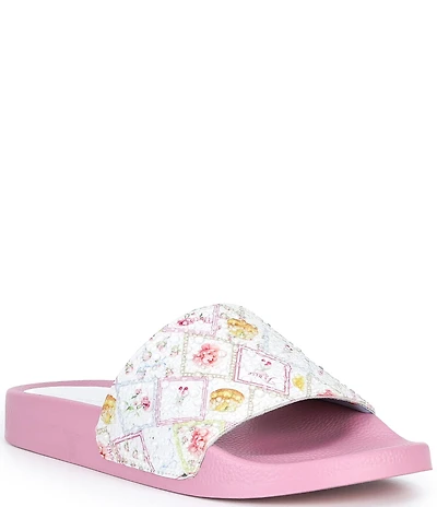 Gianni Bini Fyffer Two Printed Rhinestone Pool Slide Sandals