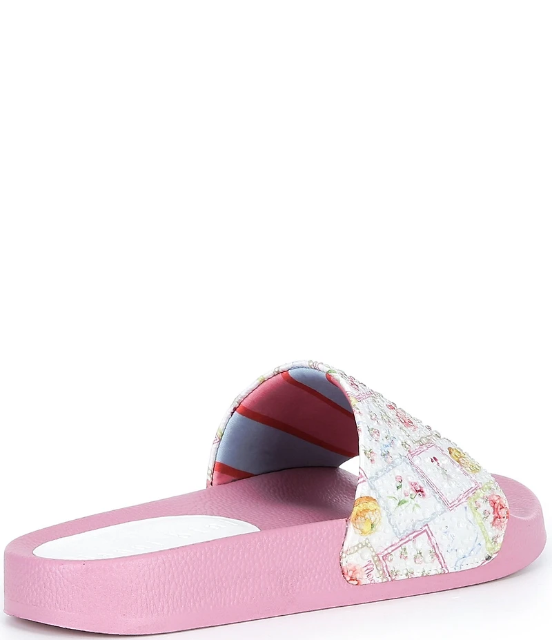 Gianni Bini Fyffer Two Printed Rhinestone Pool Slide Sandals