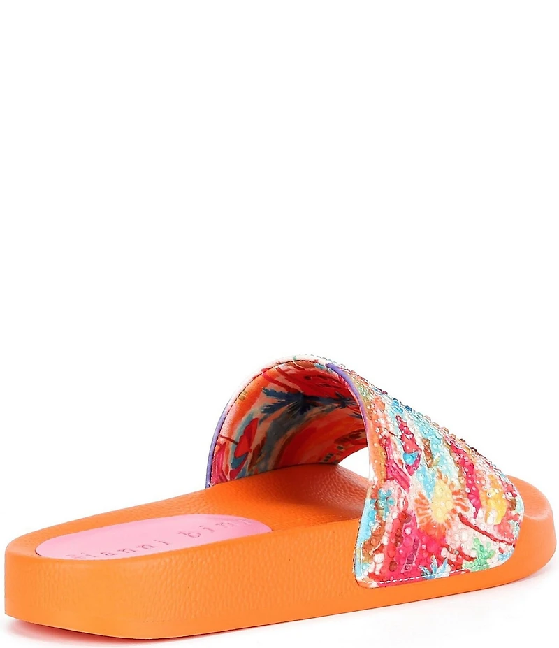 Gianni Bini Fyffer Two Sun Printed Rhinestone Pool Slide Sandals