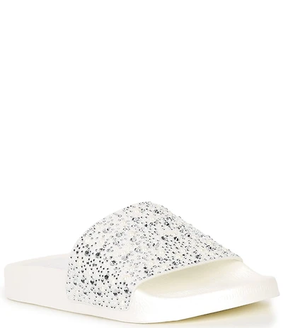 Gianni Bini Fyffer Three Rhinestone and Pearl Pool Slide Sandals