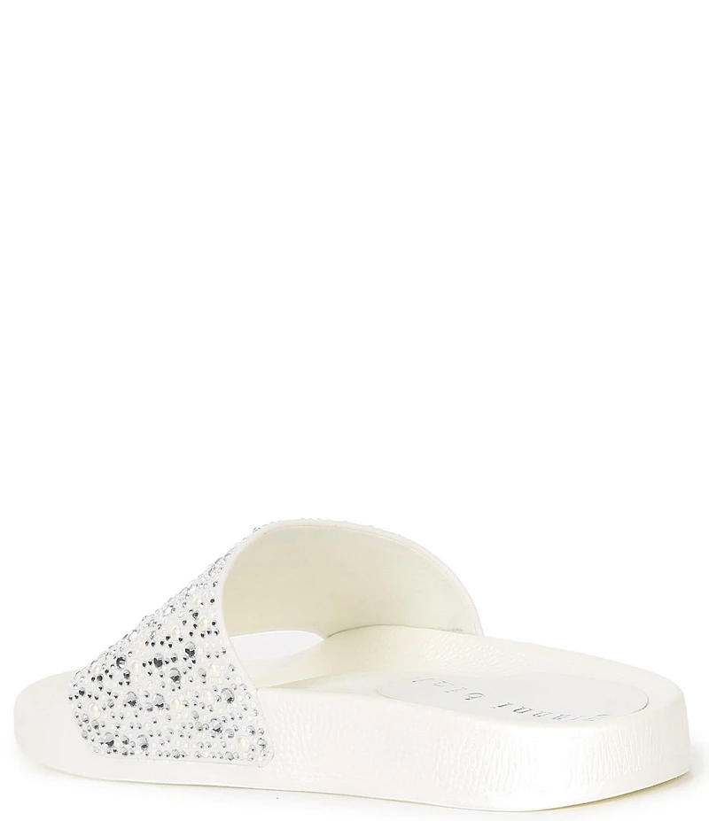 Gianni Bini Fyffer Three Rhinestone and Pearl Pool Slide Sandals