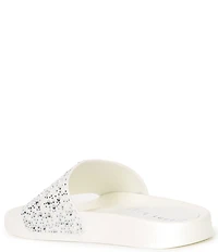 Gianni Bini Fyffer Three Rhinestone and Pearl Pool Slide Sandals