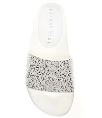 Gianni Bini Fyffer Three Rhinestone and Pearl Pool Slide Sandals