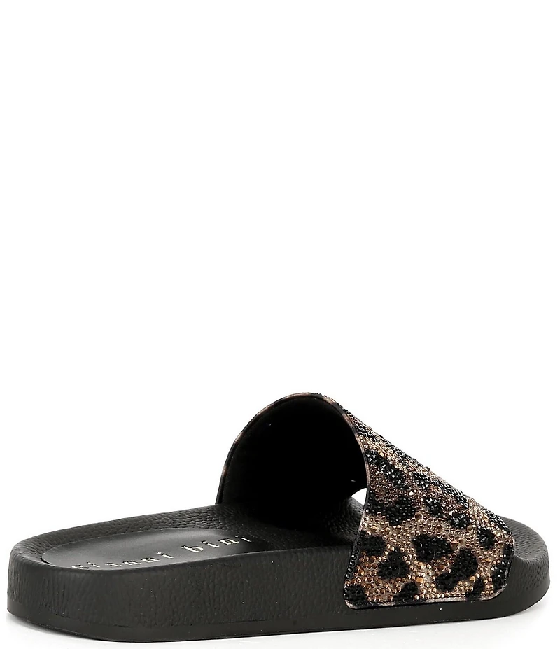 Gianni Bini Fyffer Two Leopard Rhinestone Pool Slide Sandals