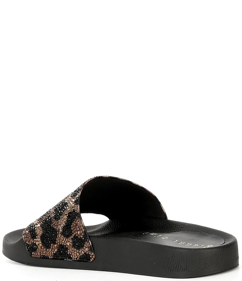 Gianni Bini Fyffer Two Leopard Rhinestone Pool Slide Sandals