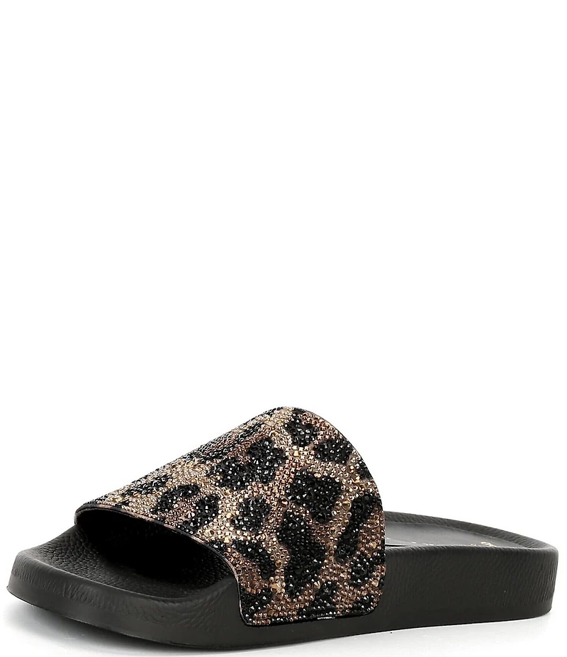Gianni Bini Fyffer Two Leopard Rhinestone Pool Slide Sandals