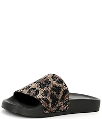 Gianni Bini Fyffer Two Leopard Rhinestone Pool Slide Sandals