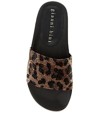 Gianni Bini Fyffer Two Leopard Rhinestone Pool Slide Sandals