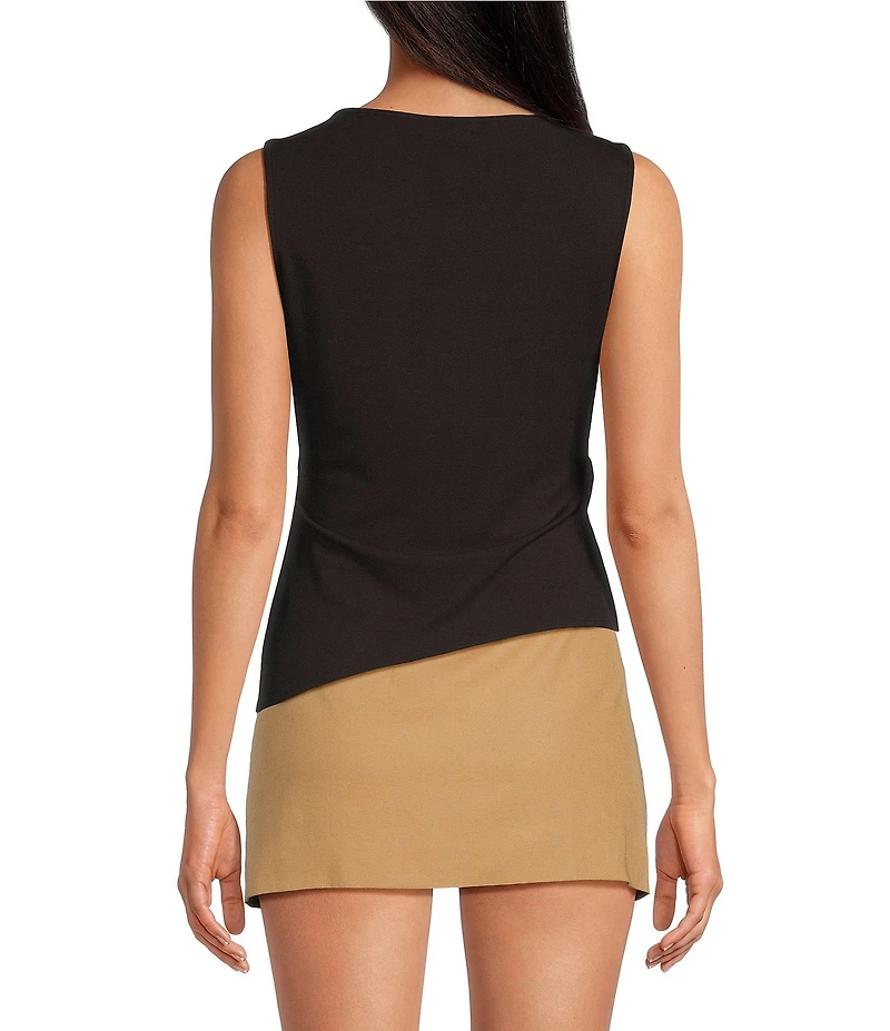 Gianni Bini Gabrielle Boat Neck Sleeveless Asymmetrical Knit Tank