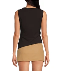 Gianni Bini Gabrielle Boat Neck Sleeveless Asymmetrical Knit Tank