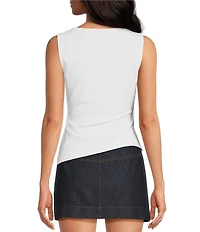 Gianni Bini Gabrielle Boat Neck Sleeveless Asymmetrical Knit Tank