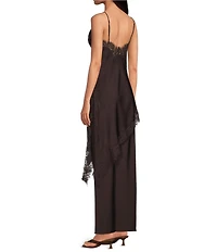 Gianni Bini Gael Satin Lace V-Neck Sleeveless Tank and Coordinating Wide Leg Pant Set