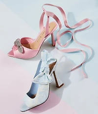 Gianni Bini Gardner Satin Lace Up Dress Sandals