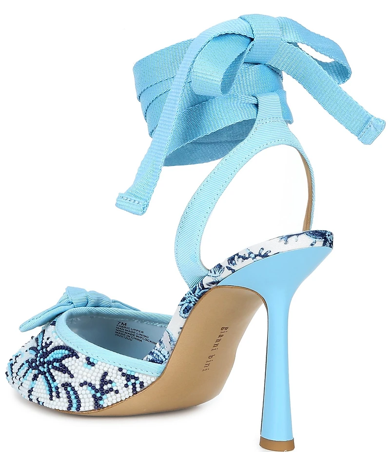 Gianni Bini Gardner Three Beaded Lace Up Dress Sandals