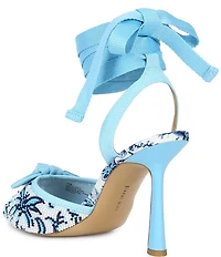 Gianni Bini Gardner Three Beaded Lace Up Dress Sandals