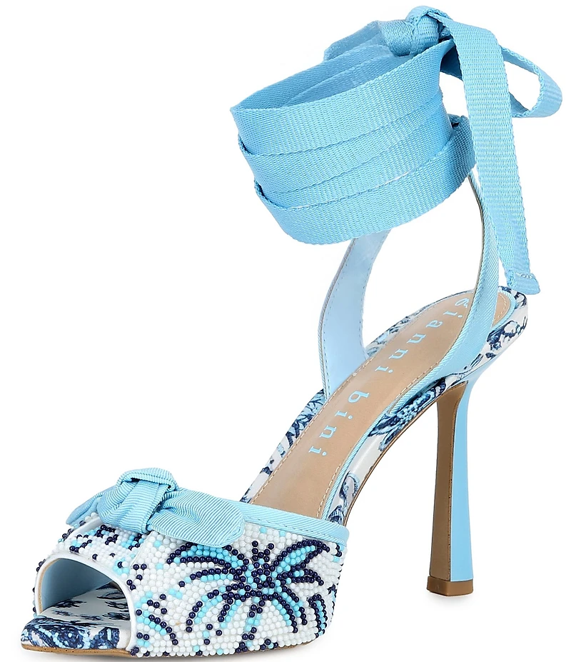 Gianni Bini Gardner Three Beaded Lace Up Dress Sandals