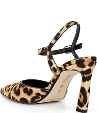 Gianni Bini Geno Leopard Print Haircalf Ankle Strap Pointed Toe Pumps