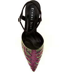 Gianni Bini Geno Two Pattern Rhinestone Ankle Strap Pointed Toe Pumps