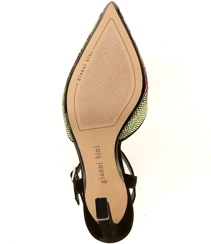 Gianni Bini Geno Two Pattern Rhinestone Ankle Strap Pointed Toe Pumps