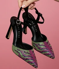 Gianni Bini Geno Two Pattern Rhinestone Ankle Strap Pointed Toe Pumps