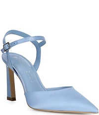 Gianni Bini Geno Satin Ankle Wrap Pointed Toe Pumps
