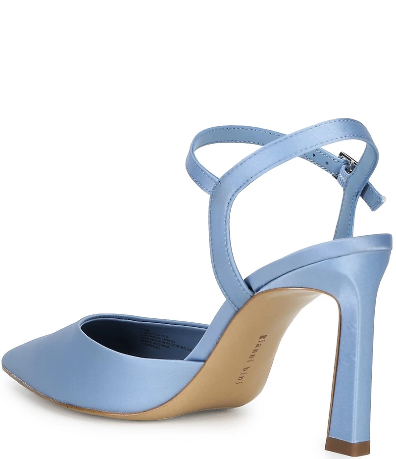 Gianni Bini Geno Satin Ankle Wrap Pointed Toe Pumps
