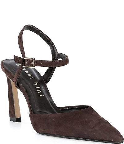 Gianni Bini Geno Suede Ankle Strap Pointed Toe Pumps