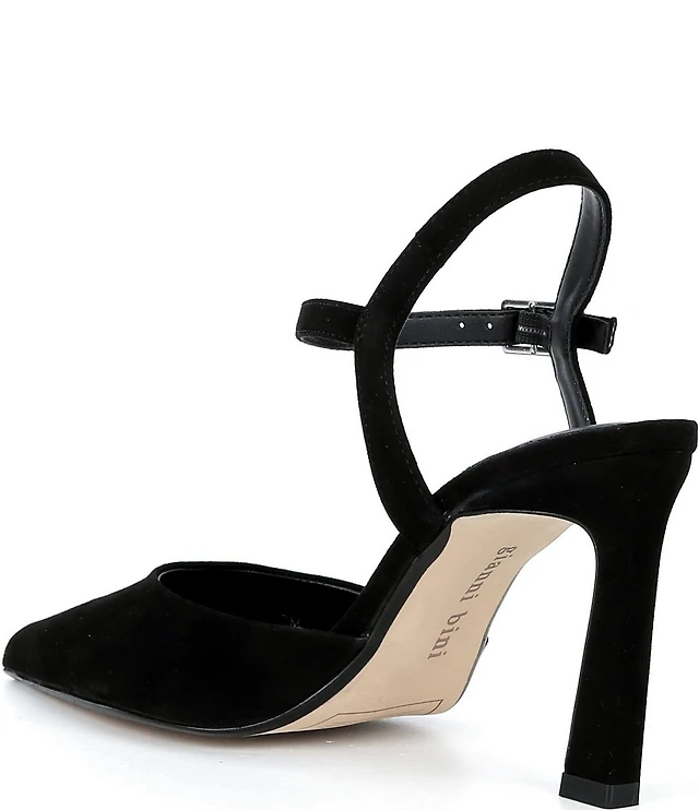 Gianni Bini Haydn Suede Rhinestone Bow Ankle Strap Clear Dress Heels | Liberty Center Gianni Bini Haydn Suede Rhinestone Bow Ankle Strap Clear Dress Heels | Liberty Center