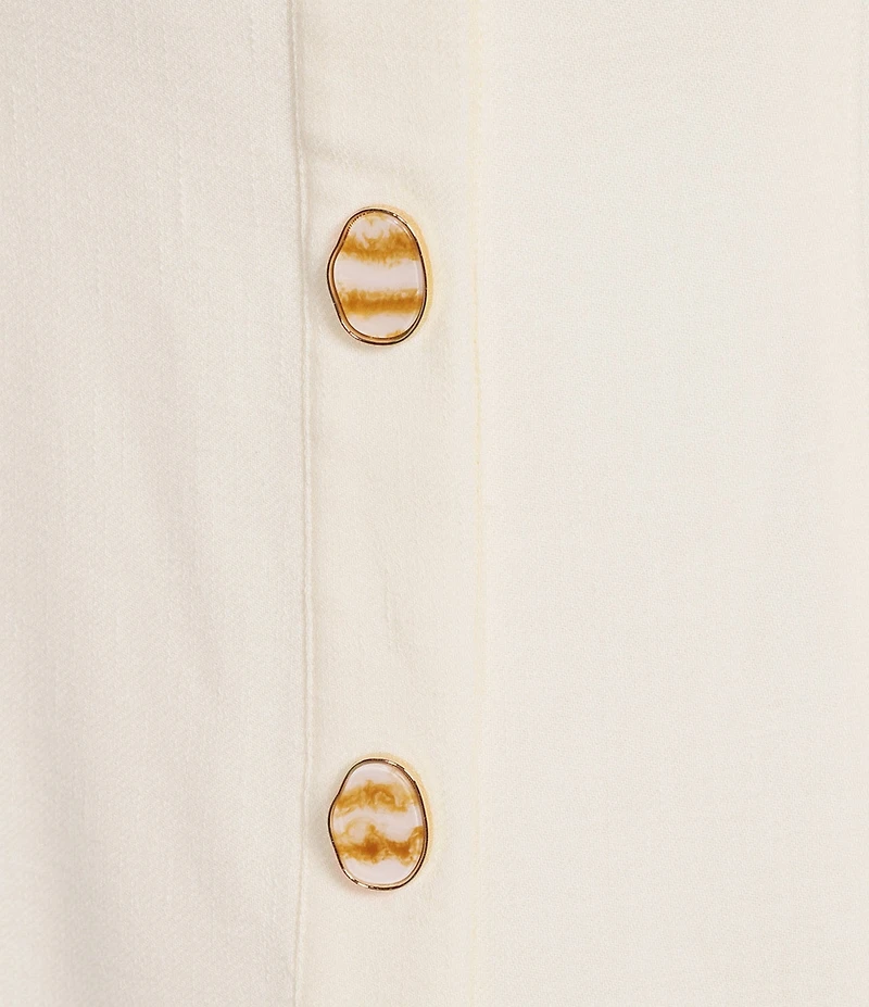 Gianni Bini Georgie Square Neck Sleeveless Button Front Linen Shift Dress