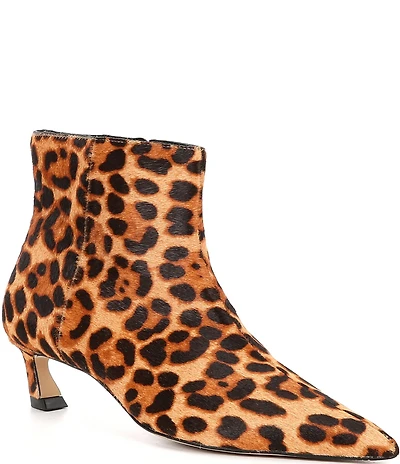 Gianni Bini Georgina Leopard Print Calf Hair Kitten Heel Booties