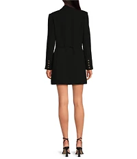 Gianni Bini Gina Notch Lapel Long Sleeve Button Front Tie Waist Blazer Wrap Mini Dress
