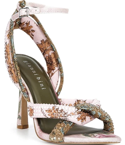 Gianni Bini Glassic Jacquard Rhinestone Stiletto Dress Sandals