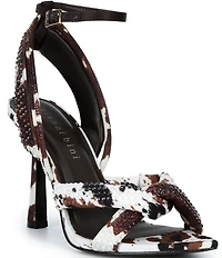 Gianni Bini Glassic Cow Print Rhinestone Stiletto Dress Sandals