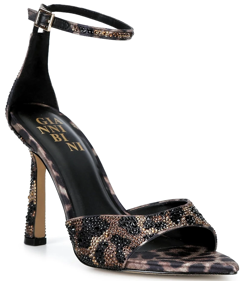 Gianni Bini Grady Two Leopard Print Rhinestone Stiletto Dress Sandals