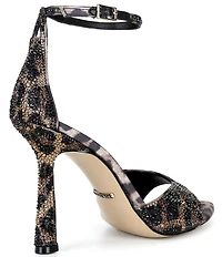 Gianni Bini Grady Two Leopard Print Rhinestone Stiletto Dress Sandals